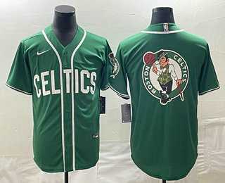 Mens Boston Celtics Big Logo Green Stitched Baseball Jersey->boston celtics->NBA Jersey